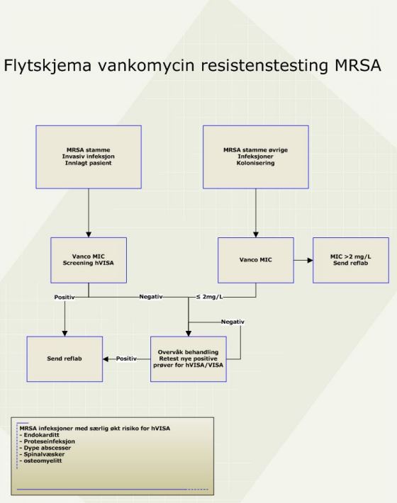 Forslag til flytskjema for påvisning av vankomycinresistens hos MRSA